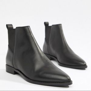 Real Leather Asos Black Pointed Ankle Boots